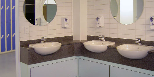 Sinks in locker room at Avon & Somerset's Contact House